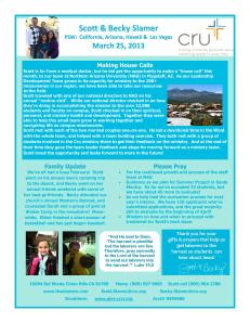 Prayer Letter - March 2013