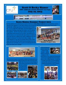 Prayer Letter - Summer 2013 Santa Monica